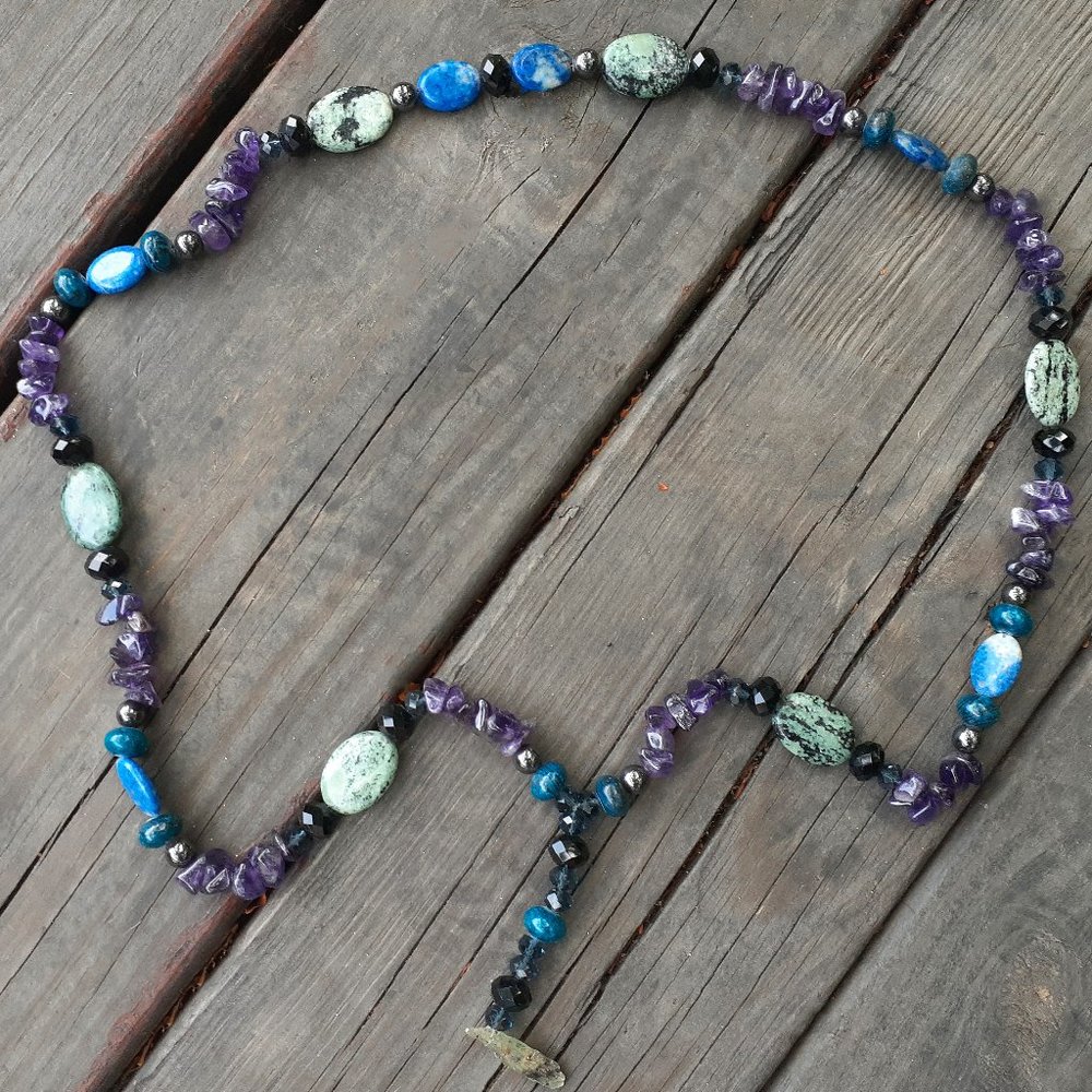 Amethyst Jasper Green Kyanite Necklace